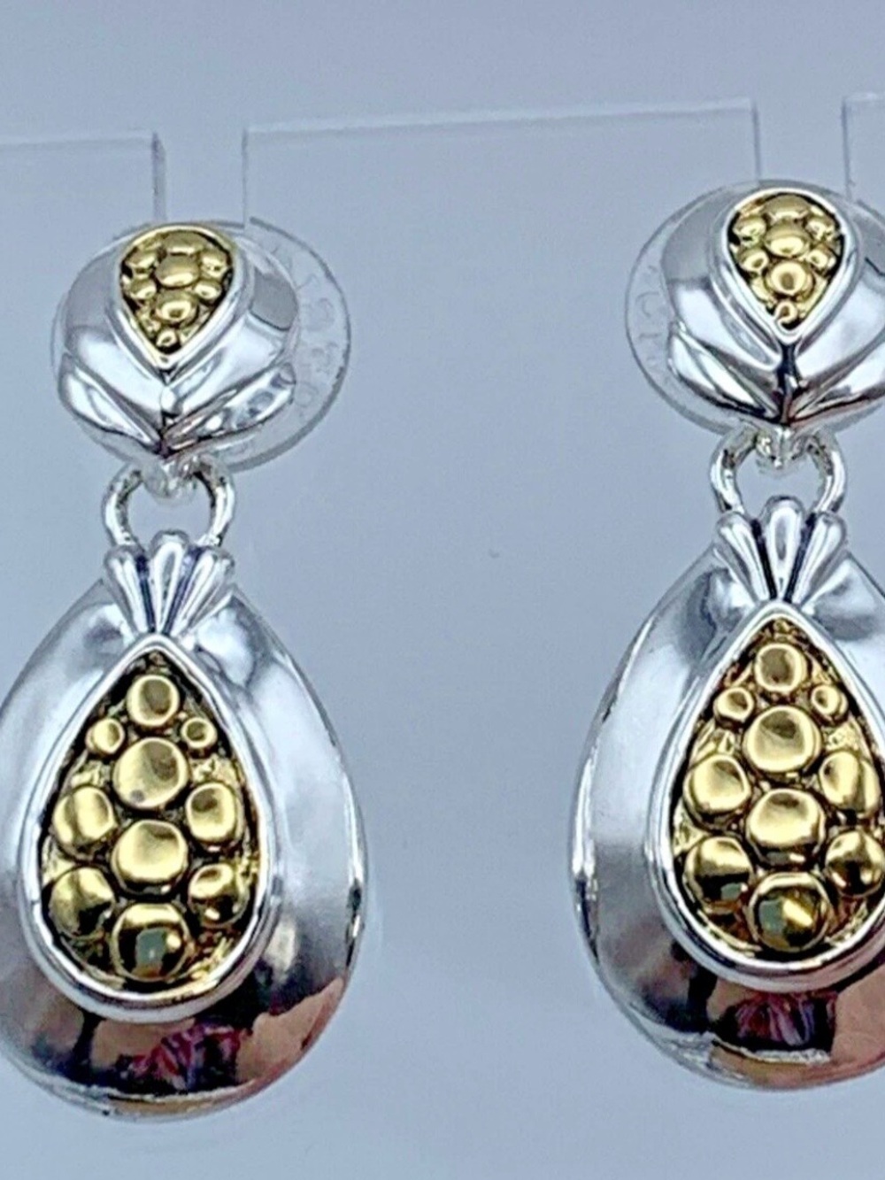 Vintage Premier Designs Two-Tone Teardrop Dangle Earrings
